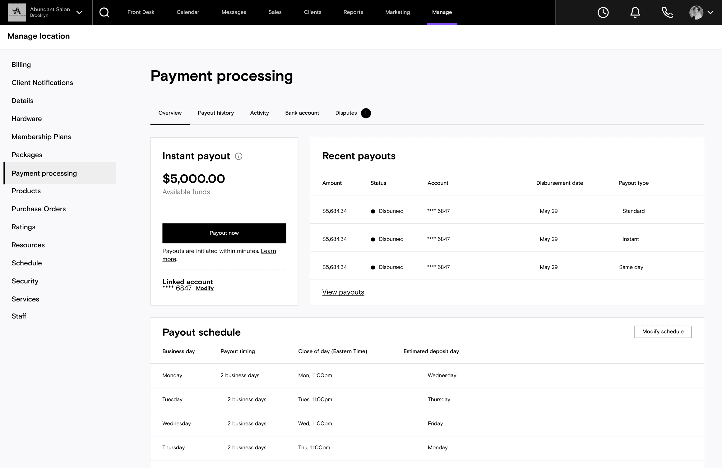 Boulevard instant and faster merchant payouts experience